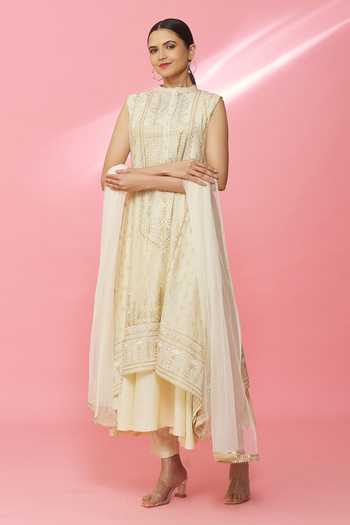Khwaab By Sanjana Lakhani Flora Print Asymmetric Kurta Pant Set 
