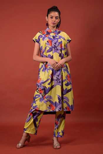 Rimi Nayak Pine Flower Print Chanderi Pant 