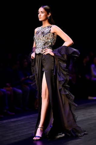 Nachiket Barve Celestial Embroidered Top Skirt Set 