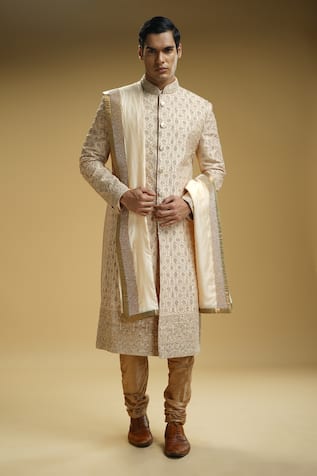 Sequin & Flower Embroidered Sherwani Set 