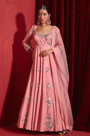 Ajiesh Oberoi Saloni Floral Embroidered Anarkali Set 