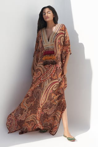 Nadima Saqib Paisley & Mandala Print Kaftan 