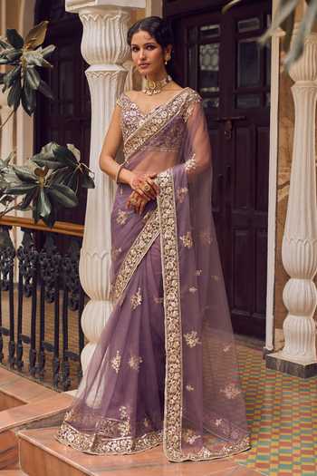 Lashkaraa Flower Vine Embroidered Pre-Draped Saree 