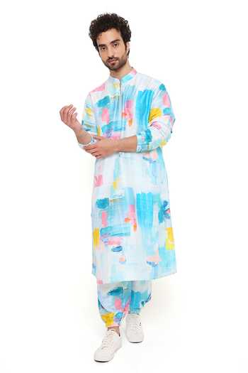 PS Men By Payal Singhal Painterly Print Kurta & Joggers Set  