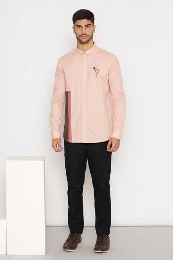 Lacquer Embassy Pink Floral Motif Button Down Shirt 