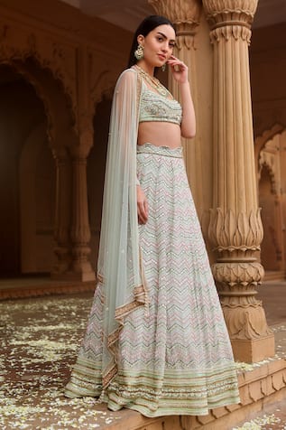 Dheeru Taneja Ziva Mirror Embroidered Bridal Lehenga Set 