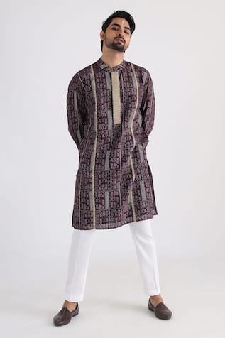 Smriti By Anju Agarwal Contrast Floral Print Kurta Set 