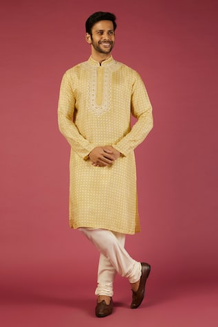 Krishna Mehta Tussar Star Print Kurta Set 