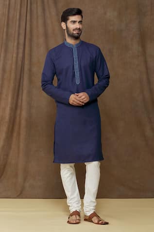 Samyukta Singhania Floral Thread Work Placket Kurta 