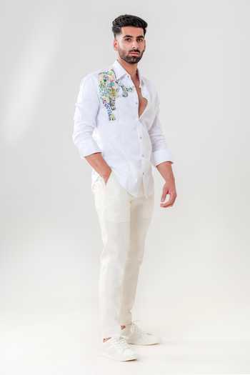 Amrit Dawani Leapard Motif Hand Painted Shirt 