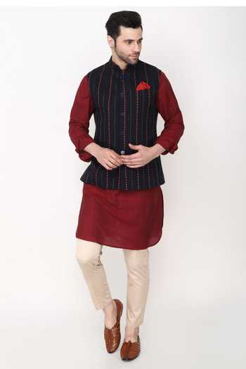 Manish Nagdeo Embroidered Handloom Cotton Bundi Set 