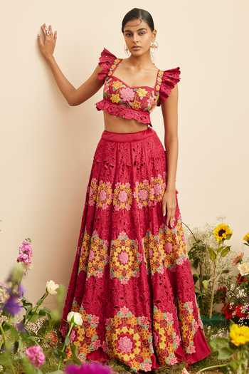 Chandrima Cutwork Ruffle Sleeve Bustier 