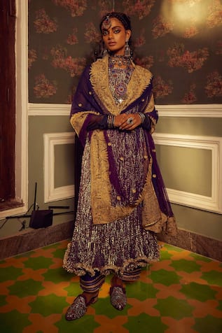 Etasha By Asha Jain Metallic Anarkali Set 