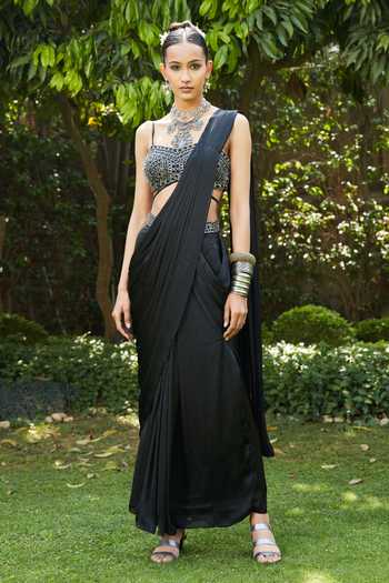 Bohame Nida Pre-Draped Concept Saree With Embellished Blouse 