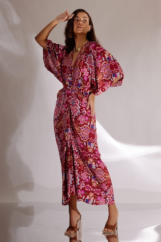 Betrue Kashan Print Draped Dress