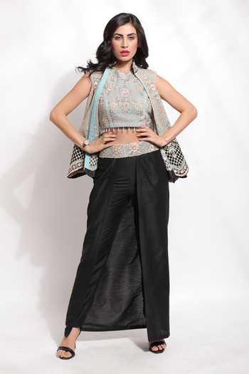 Sonali Gupta Floral Jaal Embroidered Jacket Pant Set 