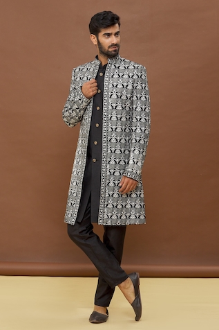 Khwaab by Sanjana Lakhani Floral Embroidered Jacket & Sherwani Set
