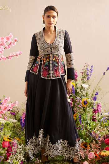 Chandrima Lotus Cut Work Hem Skirt 