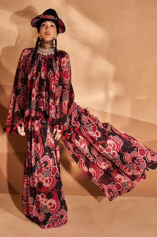 Bhumika Sharma Printed Poncho Top & Flared Pant Set 