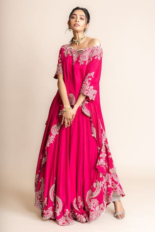 Nupur Kanoi Fuchsia Hand Embroidered Top & Sharara Set 