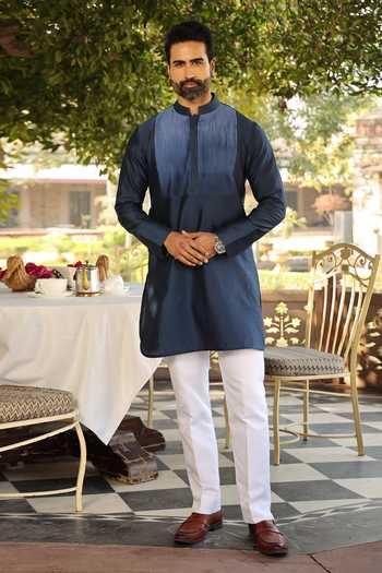Raw & Rustic By Niti Bothra Banarasi Chanderi Silk Ombre Kurta 
