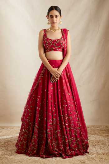ASTHA NARANG Floral Embroidered Lehenga Blouse & Dupatta Set 