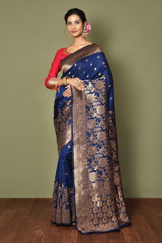 Samyukta Singhania Contrast Woven Pattern Saree With Running Blouse