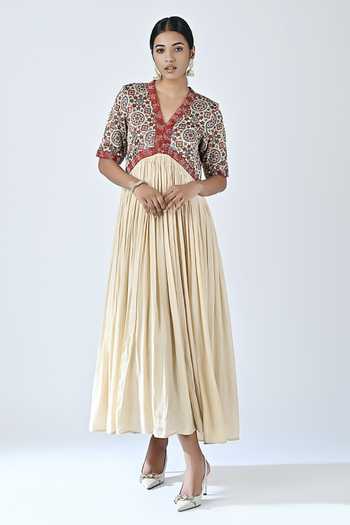 Sejal Kamdar Ajrakh Print Yoke Dress 