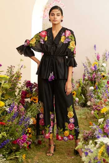 Chandrima Floral Patch Work Kimono Shirt 