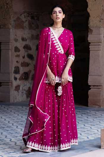 Preevin Triangle Embroidered Short Angarkha Sharara Set 