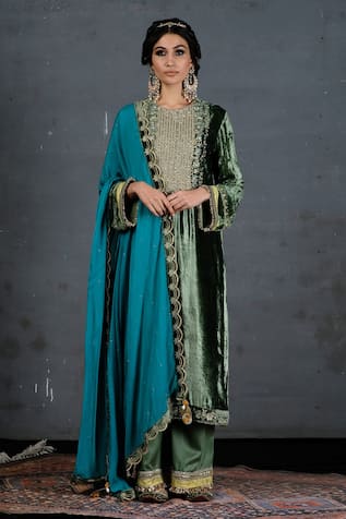 Velvet Kurta Palazzo Set For Kids