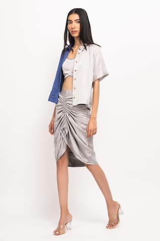 Neora By Nehal Chopra Cropped Shirt Skirt Set 