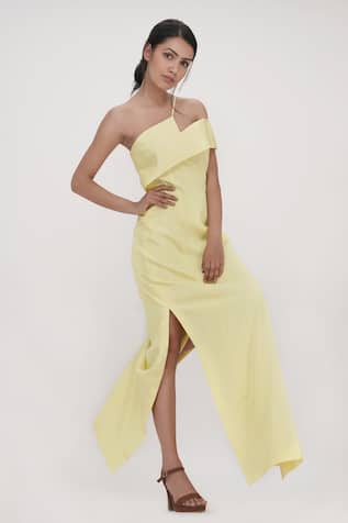 Solid High Slit Gown 