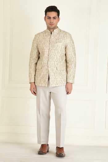 Priyanka Jain Floral Embroidered Bandhgala & Pant Set 