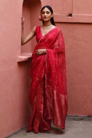 Deep Thee Zardozi Embroidered Saree With Blouse 