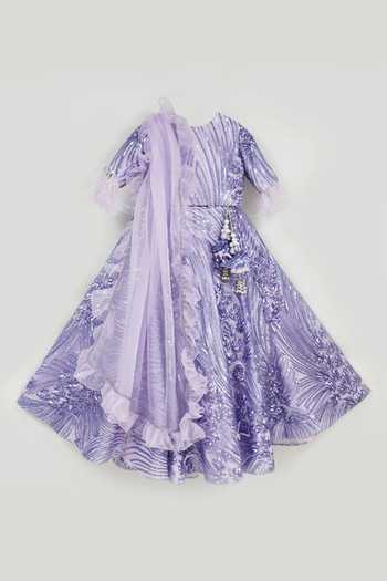 FAYON KIDS Sequin Embellished Lehenga Set 