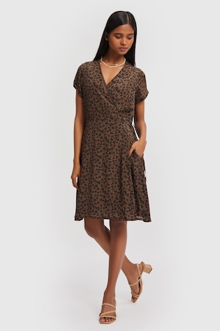 Reistor Spotted Printed Wrap Dress