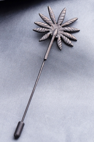 Cosa Nostraa Floral Brass Carved Lapel Pin