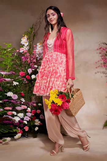 SHASHA GABA Printed Serene A-Line Kurta & Dhoti Pant Set 