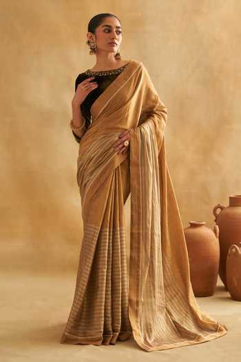 Taisha Gold-Silver Hand Embroidered Zari Saree Set 