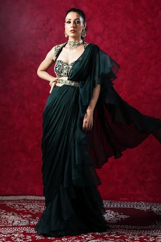 Rashika Sharma Lara Ruffled & Pre-Draped Saree Set 