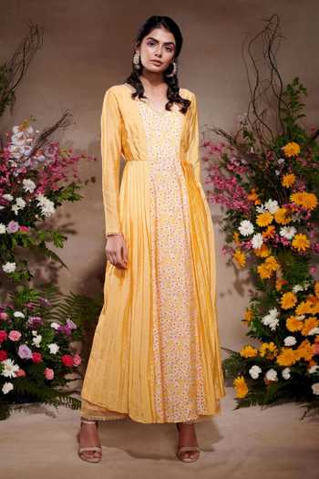 SHASHA GABA Printed Glory A-Line Anarkali & Pant Set 