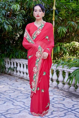Atelier Shikaarbagh Tota Bordered Saree 