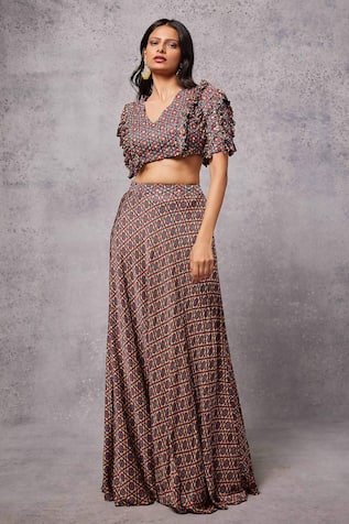 Senren By Eshana Raut Kaleidoscope Print Blouse With Lehenga 