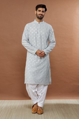 Mirror Embroidered Kurta & Patiala Set For Kids