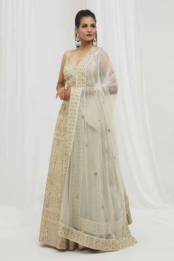 Vandana Sethi Embroidered Mirror Work Bridal Lehenga Set 