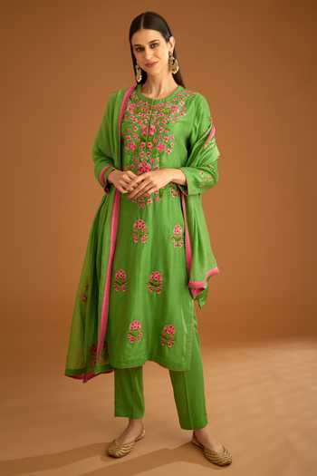 Shyam Narayan Prasad Chanderi Embroidered Kurta Set 