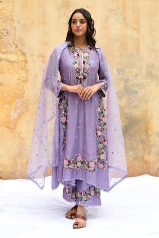 Label Niti Bothra Flower Vine Embroidered Kurta Set 