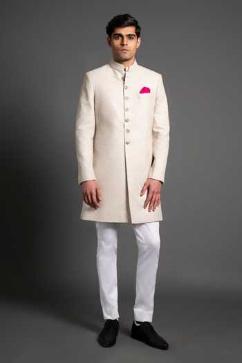 Raghavendra Rathore Jodhpur Silk Embroidered Achkan 