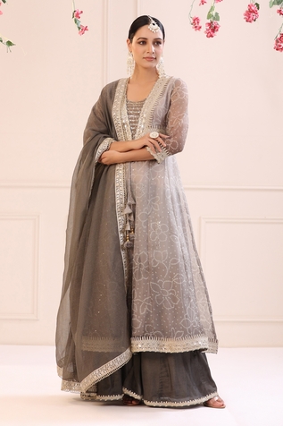 Bairaas Bandhani Print Anarkali Sharara Set